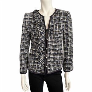 Armani Collezioni tweed ruffle blazer